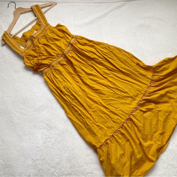 Golden Yellow Boho Midi Sundress - Picture 2 of 9